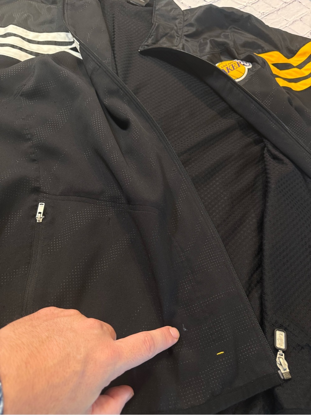Adidas Los Angeles Lakers Full Zip Track Jacket Black Three Stripe Men’s | XXL - Picture 14 of 14